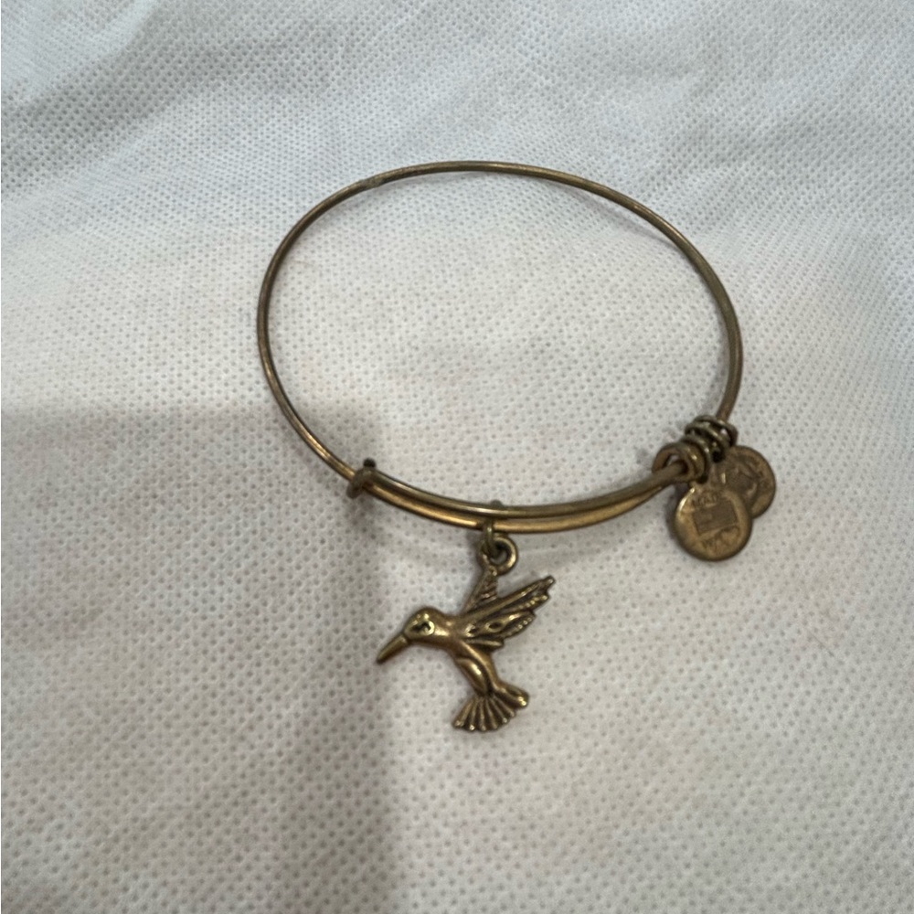 Vintage Alex & Ani gold finish hummingbird charm bracelet